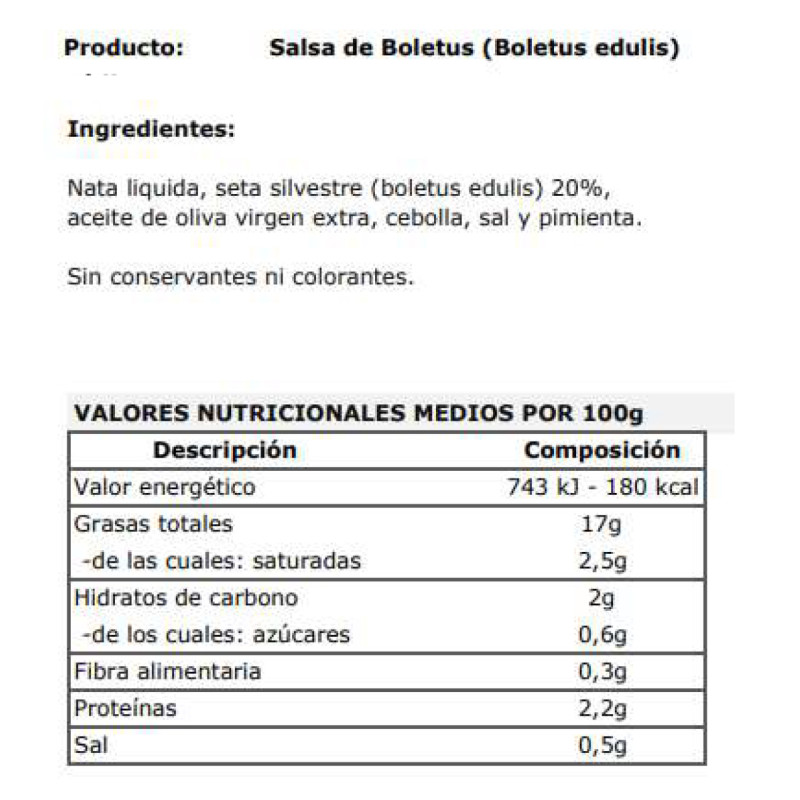SALSA DE BOLETUS TARRO 140gr.